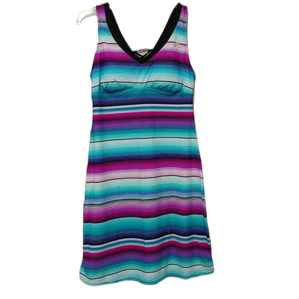 Zero X Posur Striped Active Wear Exercise Dress Medium